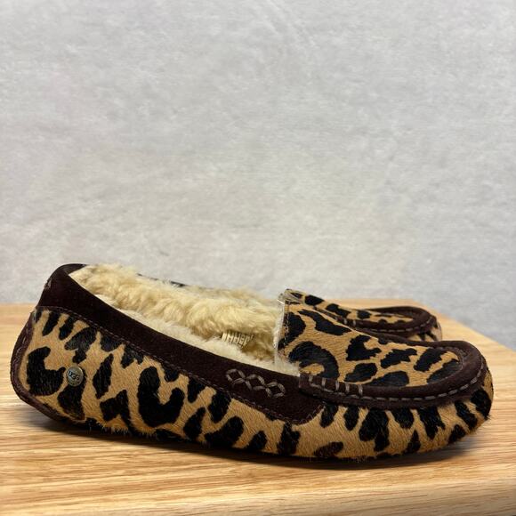 UGG Ansley Leopard Spot Calf Hair Slipper Women’s Size 7 - Picture 4 of 16